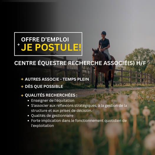 OFFRE D'EMPLOI : Centre équestre recherche associé(s)