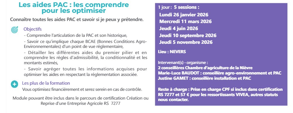 Les aides PAC : les comprendre pour les optimiser (58)