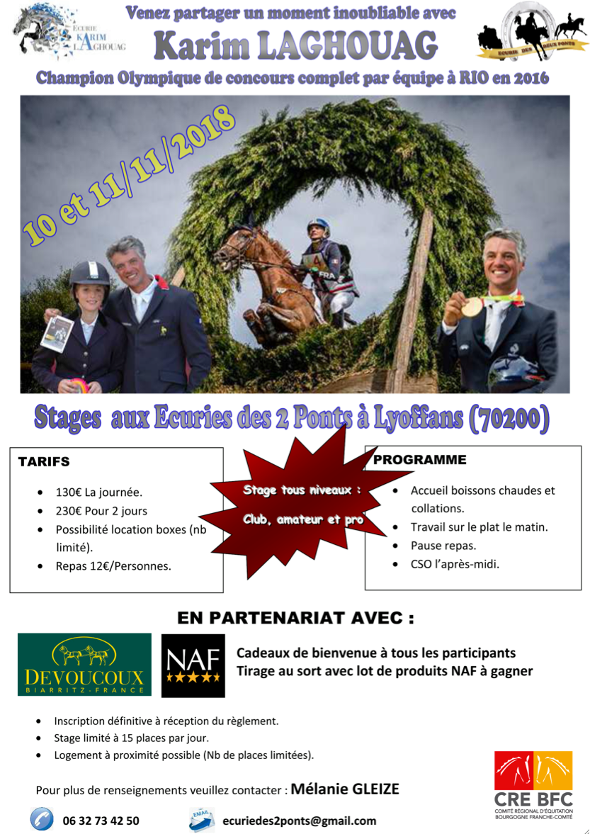 STAGE AVEC KARIM LAGHOUAG - Ecuries des 2 Ponts à Lyoffans (70200)